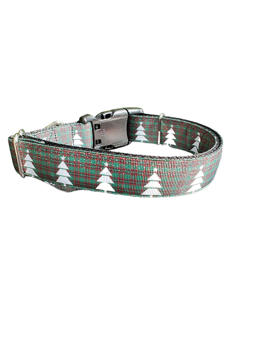 Green Plaid Trees Nylon Dog Collar | Purrfect Pet Kingdom