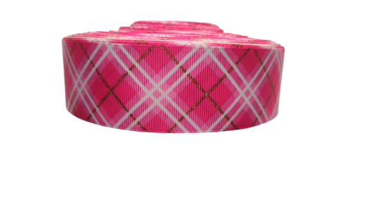 1.5" Wide Pink Plaid Nylon Dog Collar | Purrfect Pet Kingdom