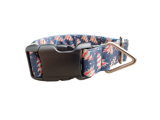 Striped Trees Christmas Nylon Dog Collar | Purrfect Pet Kingdom