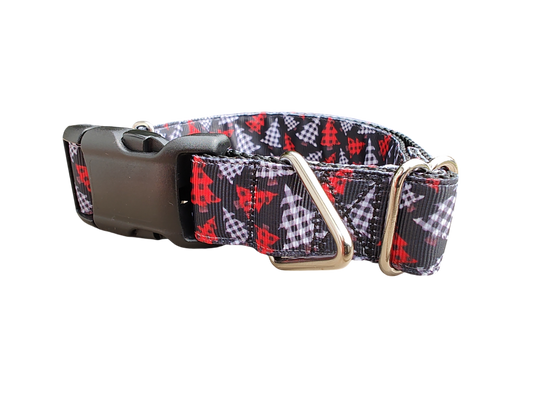 Red And Black Gingham Trees Nylon Dog Collar | Purrfect Pet Kingdom