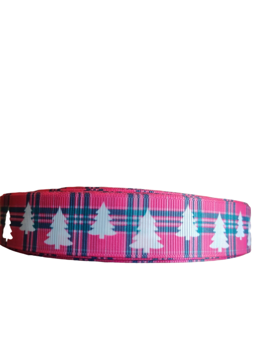 Pink Plaid Trees Nylon Dog Collar | Purrfect Pet Kingdom