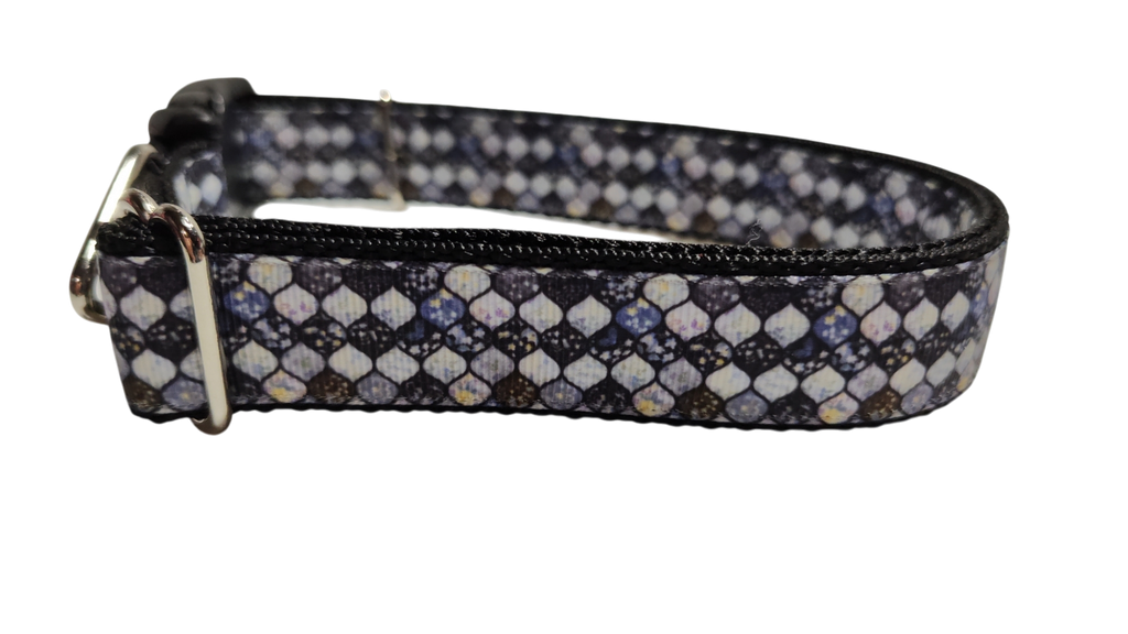 Grey Mosaic Nylon Dog Collar