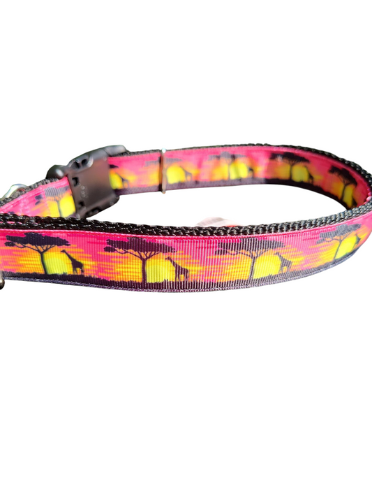 Safari Giraffe Sunset Nylon Dog Collar | Purrfect Pet Kingdom