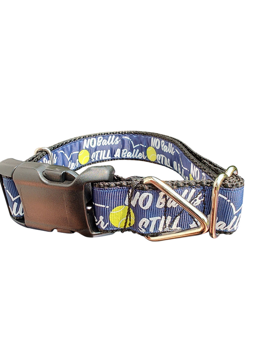 No Balls Still A Baller Black Nylon Dog Collar | Purrfect Pet Kingdom
