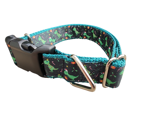 Christmas T Rex Tree Nylon Dog Collar | Purrfect Pet Kingdom
