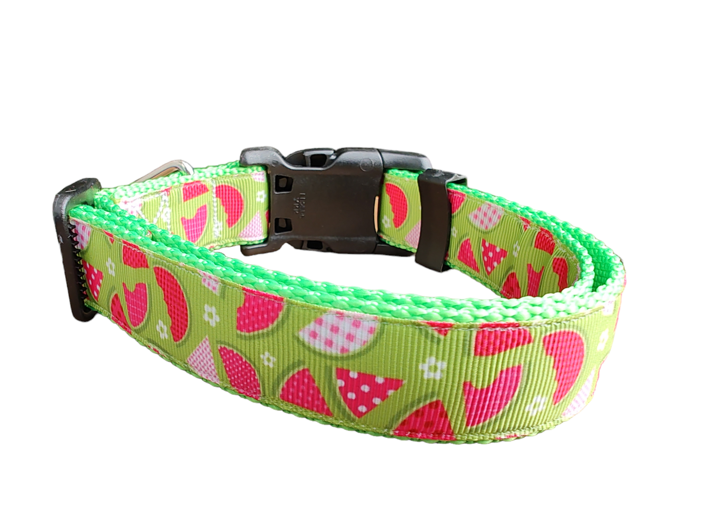 Watermelon Picnic Hot Pink Nylon Dog Collar MD, LG, XL, Leash | Purrfect Pet Kingdom