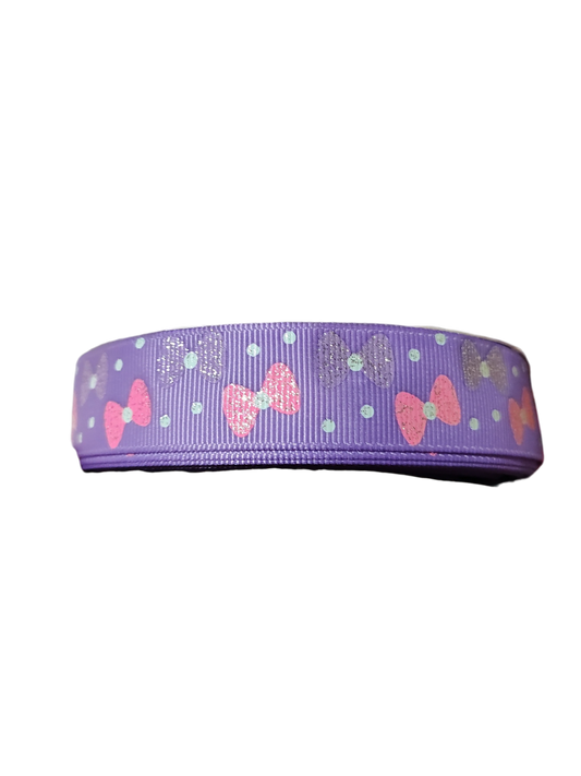 Pink and Purple Bows Nylon Dog Collar