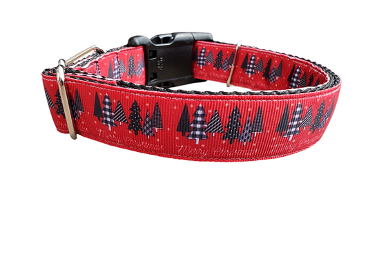 Textured Trees Merry Christmas Nylon Dog Collar | Purrfect Pet Kingdom