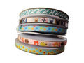 1/2" Rainbow Pawprints Blue Nylon Dog / Cat Collar