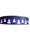 Purple Plaid Trees Nylon Dog Collar
