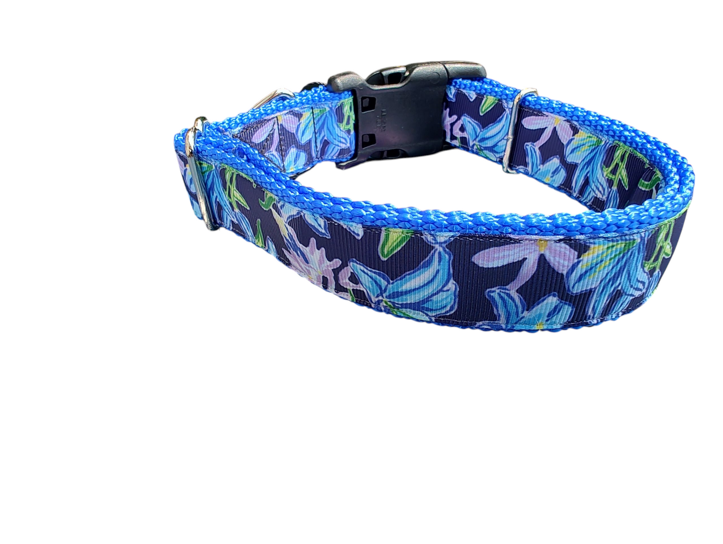 Blue Floral Nylon Dog Collar | Purrfect Pet Kingdom