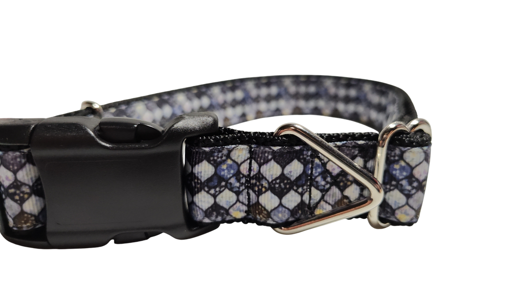 Grey Mosaic Nylon Dog Collar