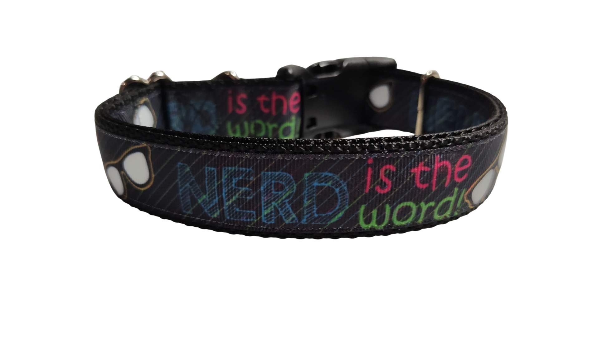 Nerd Is The Word Nylon Dog Collar | Purrfect Pet Kingdom