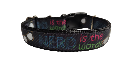 Nerd Is The Word Nylon Dog Collar | Purrfect Pet Kingdom