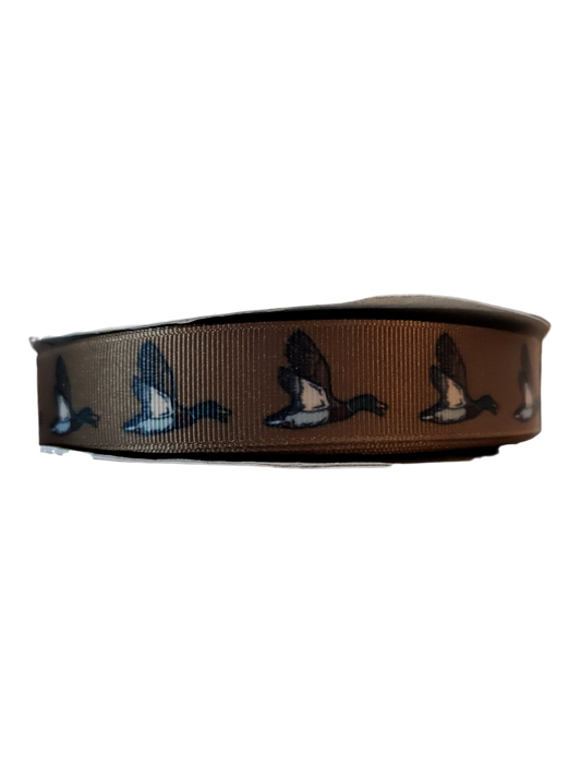 Flying Duck Brown Nylon Dog Collar