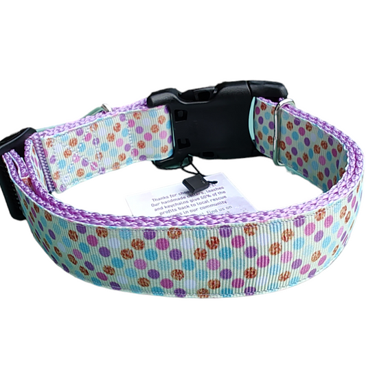 Dots Lavender Nylon Dog Collar MD, LG, XL, Leash | Purrfect Pet Kingdom