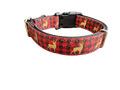 Red Plaid Deer Nylon Dog Collar