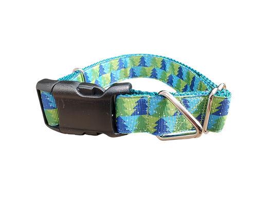 Green And Blue Trees Nylon Dog Collar | Purrfect Pet Kingdom