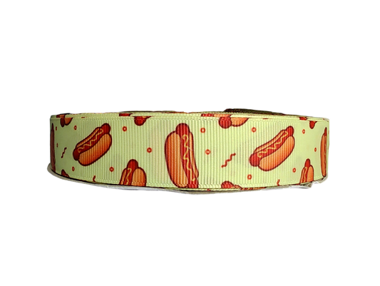 Falling Hotdogs Nylon Dog Collar