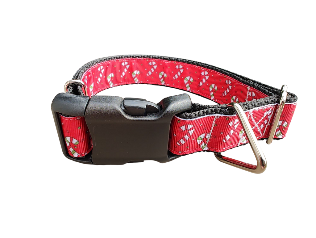 Christmas Candy Canes Nylon Dog Collar