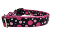 Pink Polka Dots Pattern Nylon Dog Collar