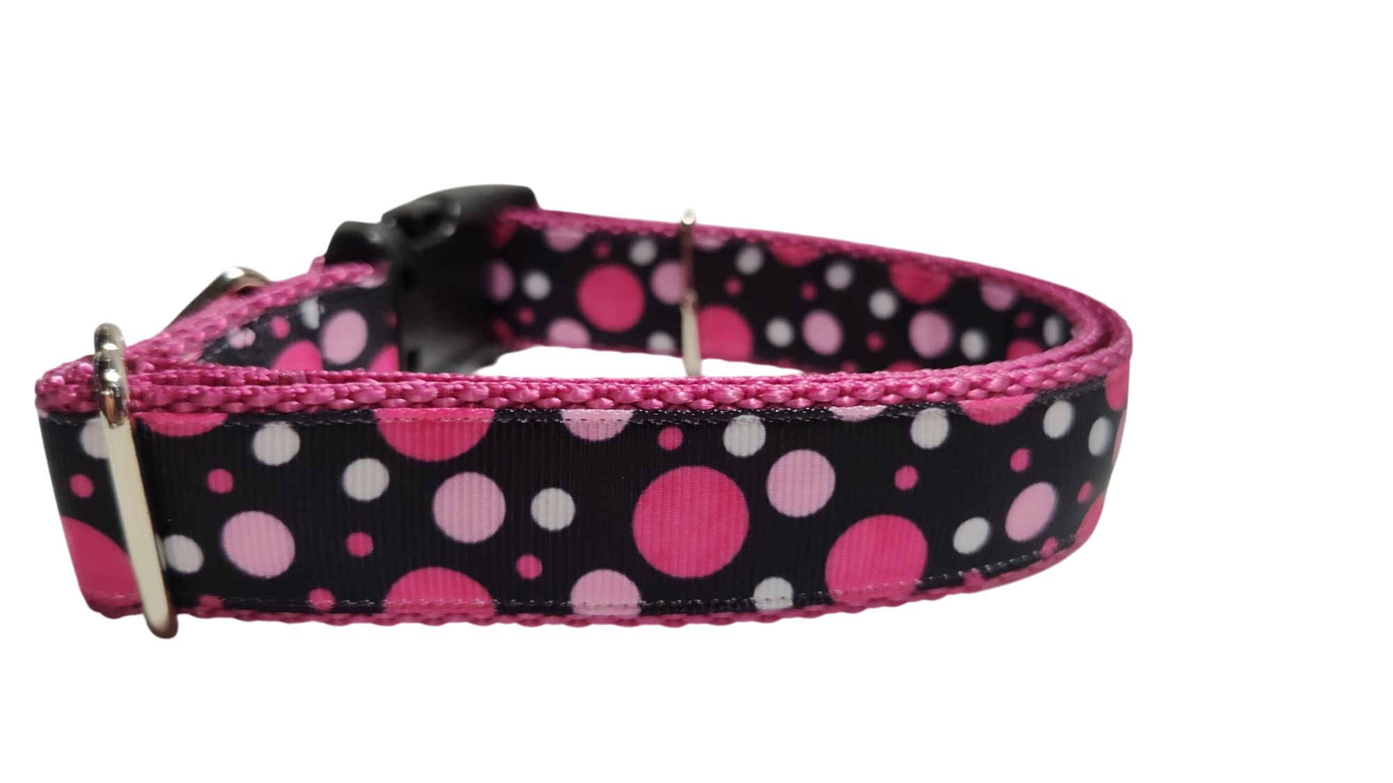 Pink Polka Dots Pattern Nylon Dog Collar