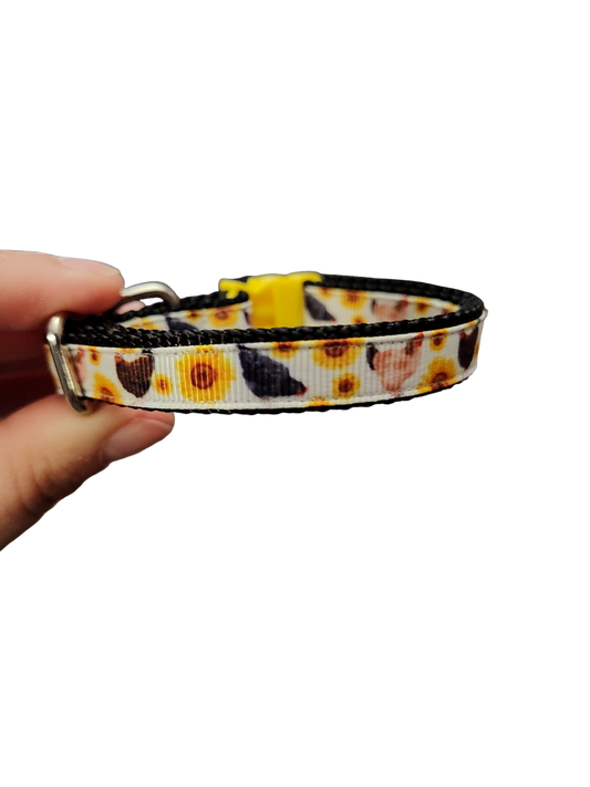 1/2" Chickens And Sunflowers Nylon Dog / Cat Collar