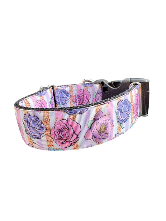 1.5" Wide Cartoon Roses Nylon Dog Collar | Purrfect Pet Kingdom