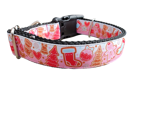 Pink Christmas Cookies Nylon Dog Collar | Purrfect Pet Kingdom