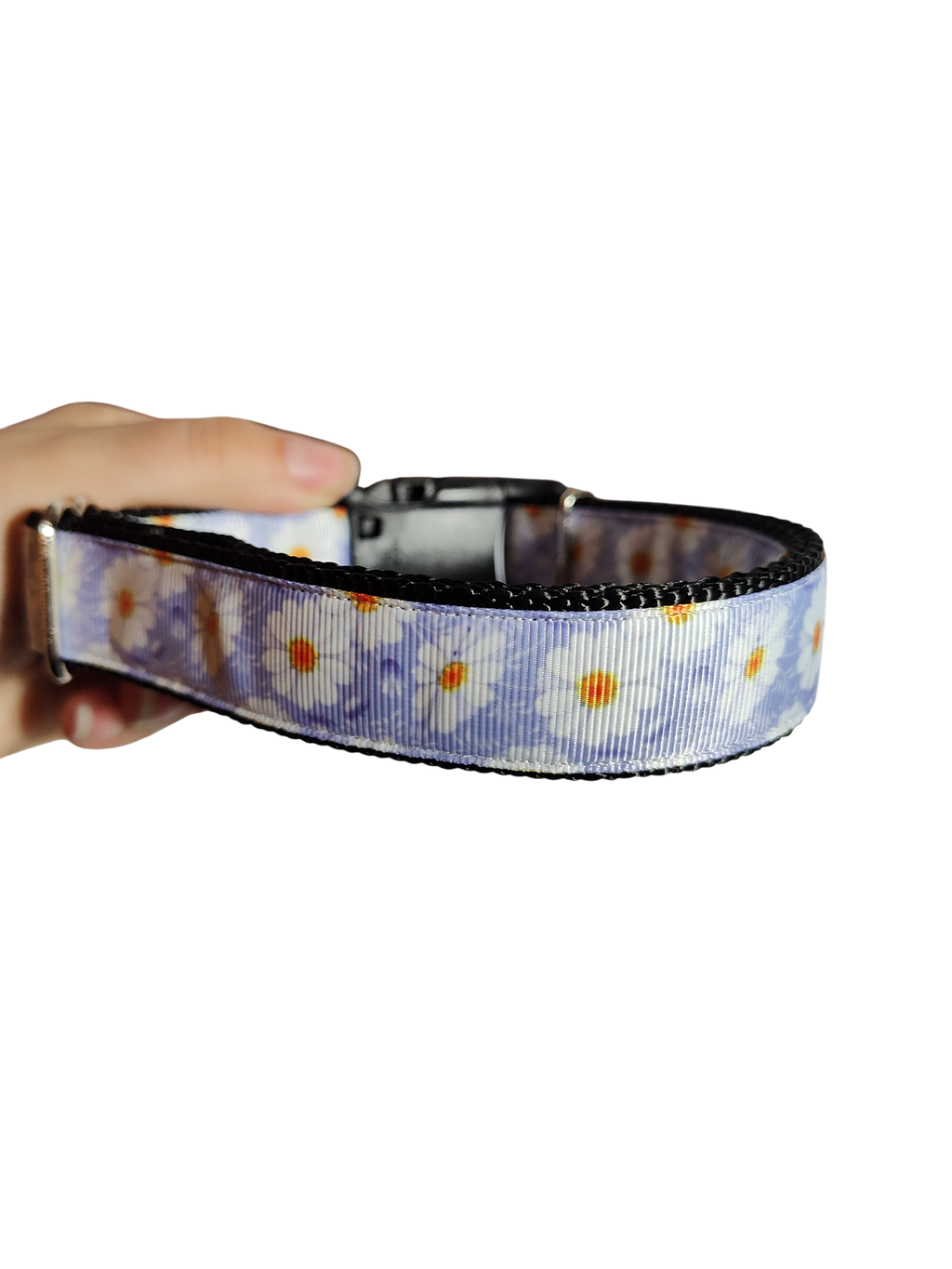 White Flowers Nylon Dog Collar