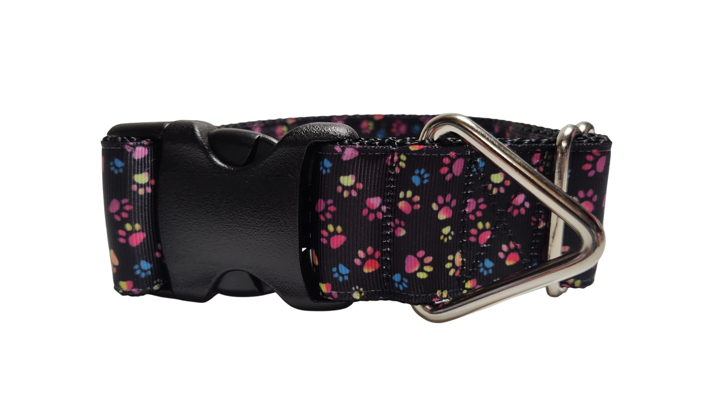 1.5" Wide Colorful Pawprints Nylon Dog Collar | Purrfect Pet Kingdom