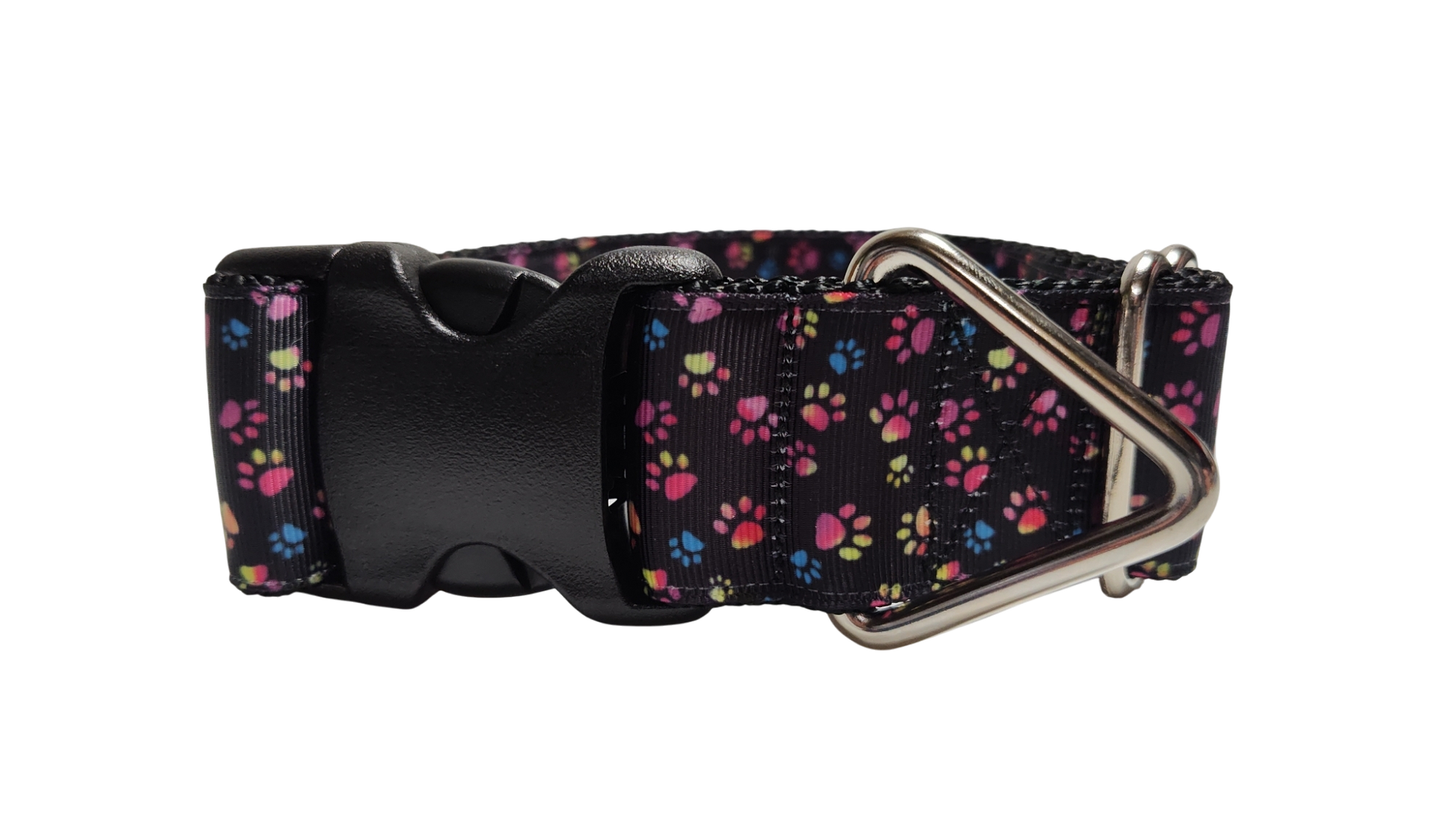 1.5" Wide Colorful Pawprints Nylon Dog Collar | Purrfect Pet Kingdom