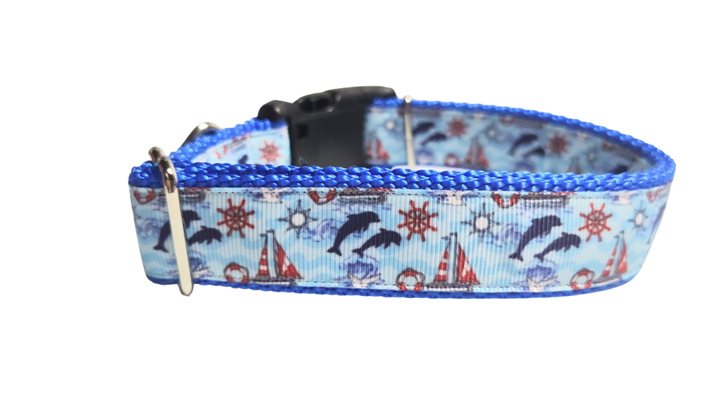 Dolphins at Sea Nylon Dog Collar