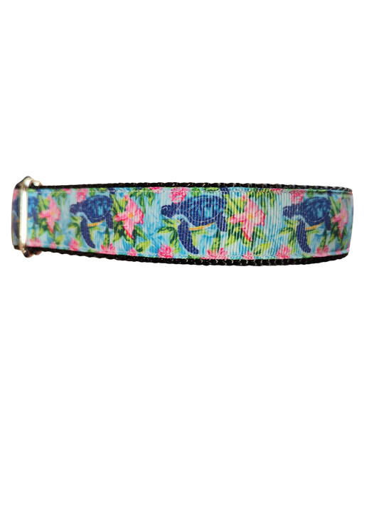 Sea Turtles and Flowers Nylon Dog Collar | Purrfect Pet Kingdom