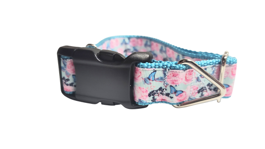 Butterflies and Roses Nylon Dog Collar | Purrfect Pet Kingdom