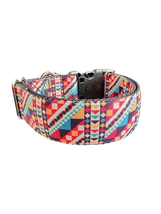 1.5" Wide Aztec Stripes Nylon Dog Collar | Purrfect Pet Kingdom