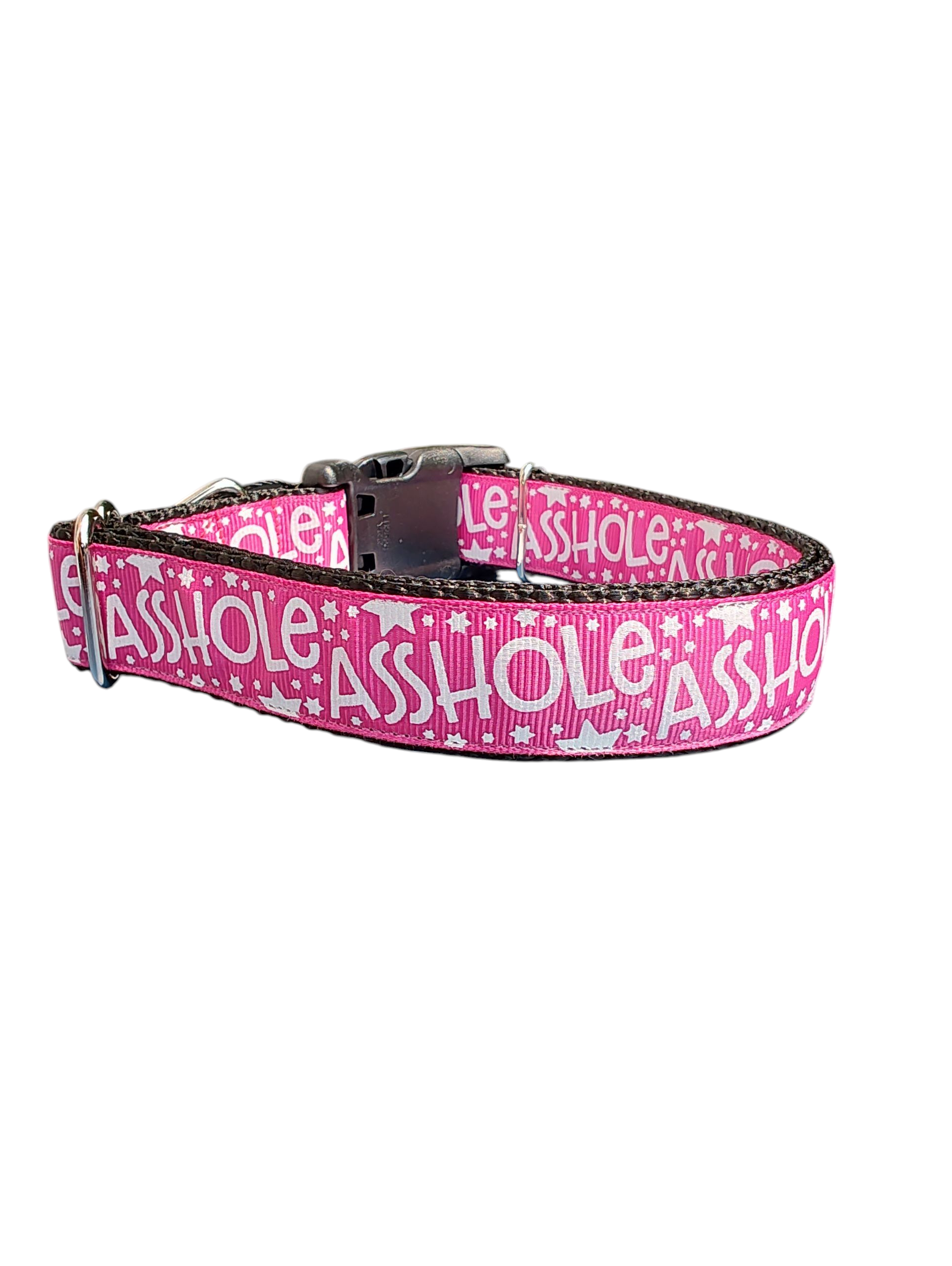 Asshole Raspberry Pink Nylon Dog Collar | Purrfect Pet Kingdom