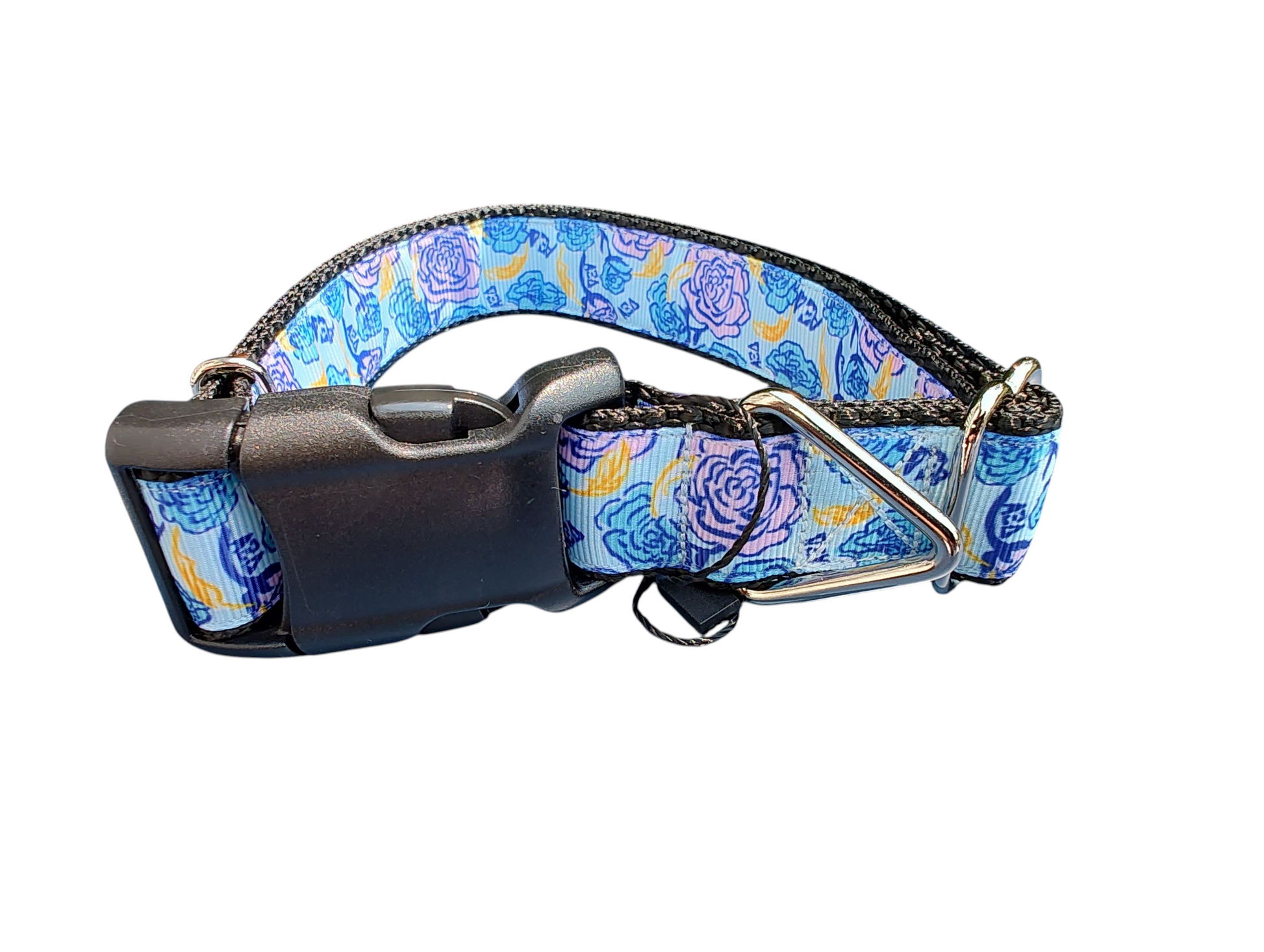 Pink and Blue Roses Nylon Dog Collar | Purrfect Pet Kingdom