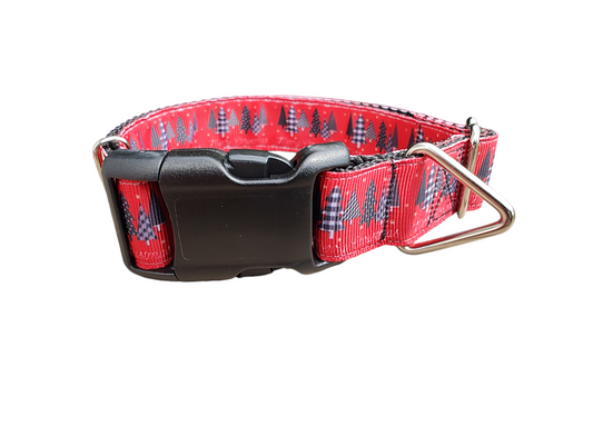 Textured Trees Merry Christmas Nylon Dog Collar | Purrfect Pet Kingdom