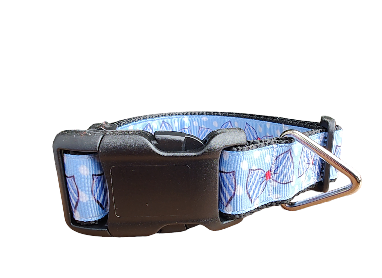 Blue Bow Ties Black Nylon Dog Collar MD, LG, XL, Leash | Purrfect Pet Kingdom