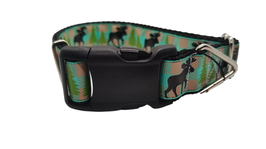Teal Moose Nylon Dog Collar | Purrfect Pet Kingdom
