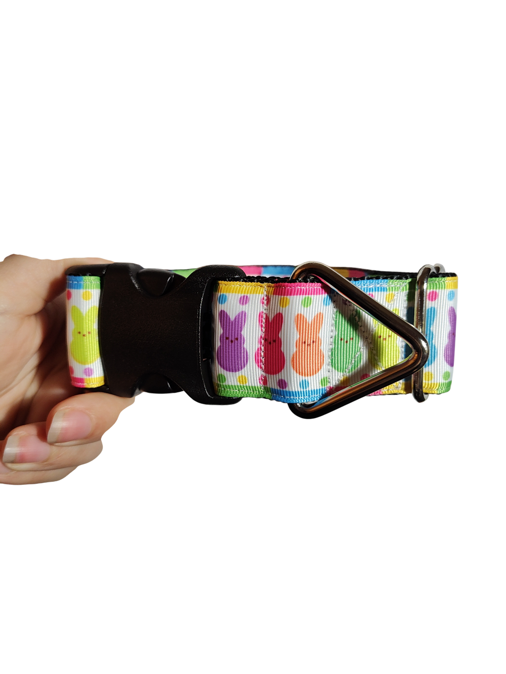 1.5" Wide Rainbow Marshmallow Bunnies Nylon Dog Collar