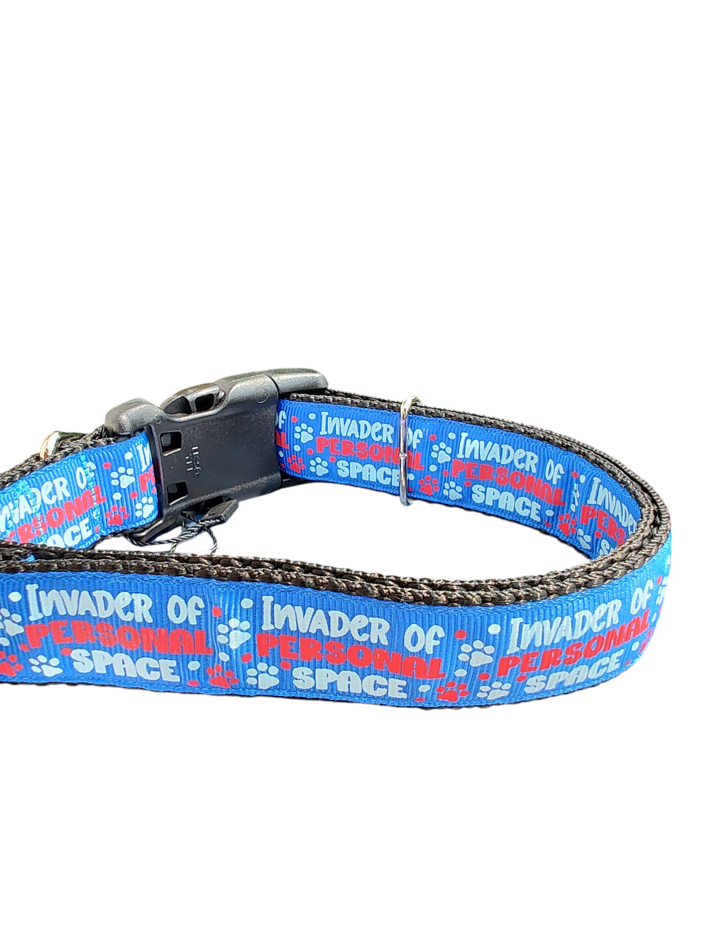 Invader of Personal Space Blue Nylon Dog Collar | Purrfect Pet Kingdom