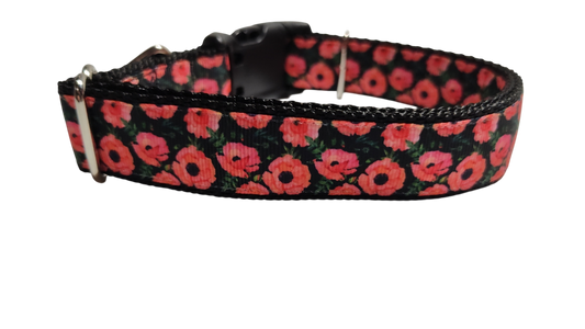 Red Poppy Flowers Nylon Dog Collar | Purrfect Pet Kingdom
