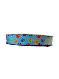 Rainbow Paw Prints Nylon Dog Collar