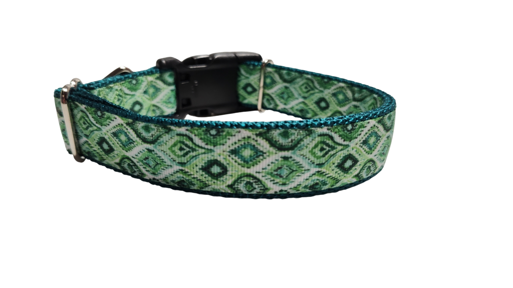 Moroccan Green Pattern Nylon Dog Collar