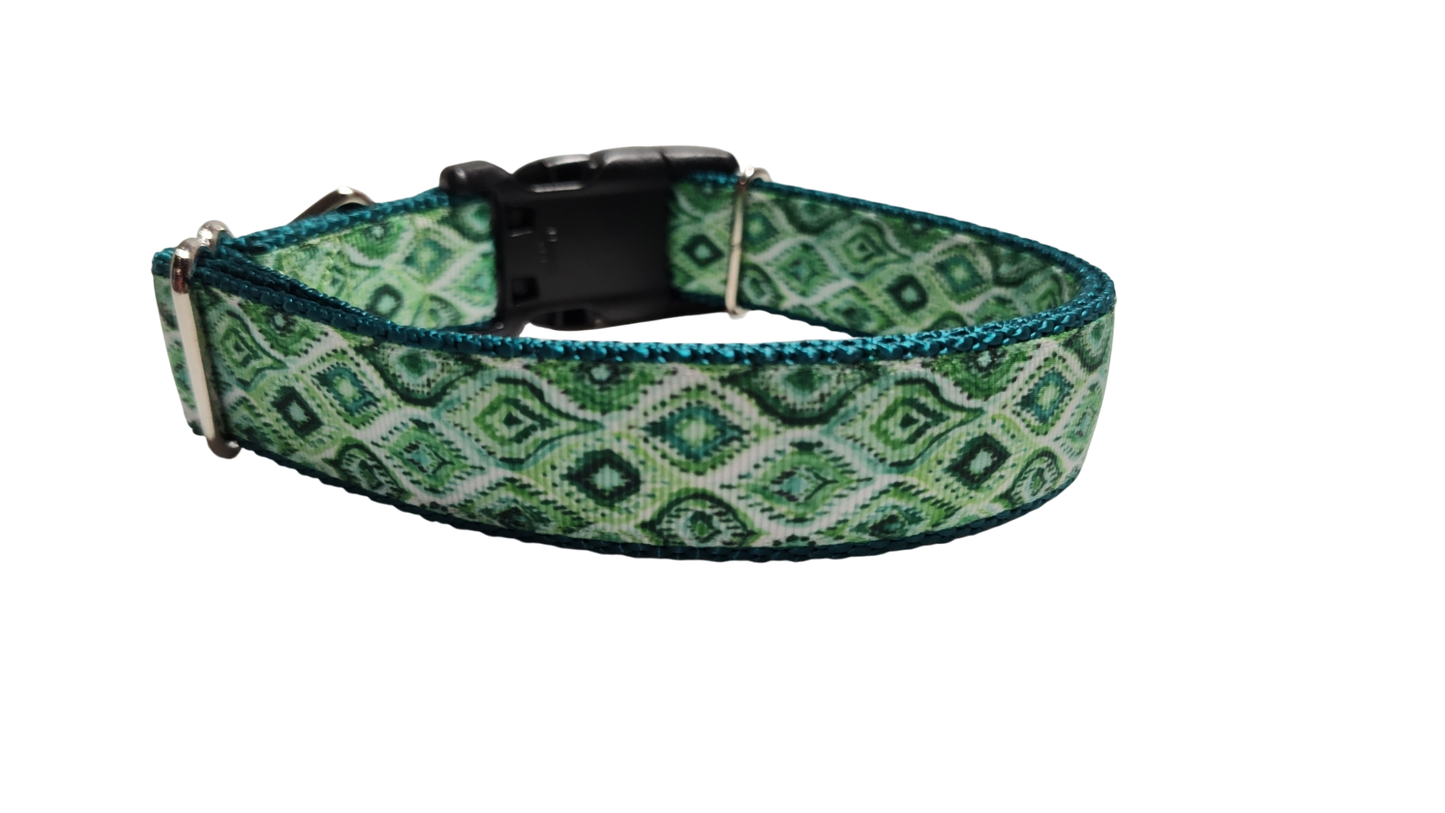 Moroccan Green Pattern Nylon Dog Collar | Purrfect Pet Kingdom