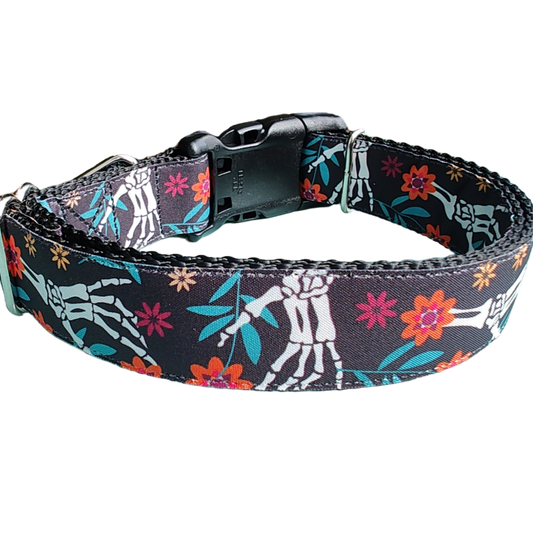 Halloween Skeleton Hands Nylon Dog Collar | Purrfect Pet Kingdom
