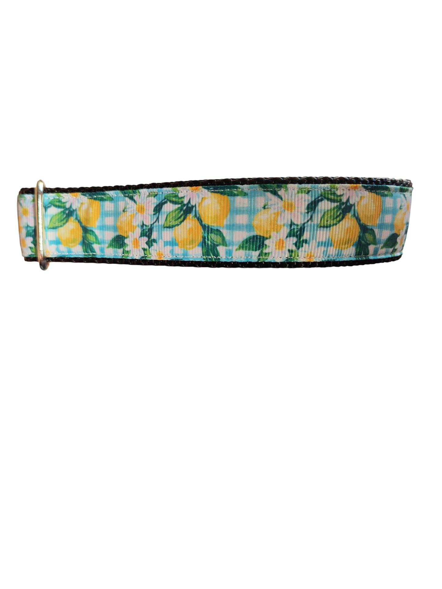Gingham Lemons Nylon Dog Collar | Purrfect Pet Kingdom