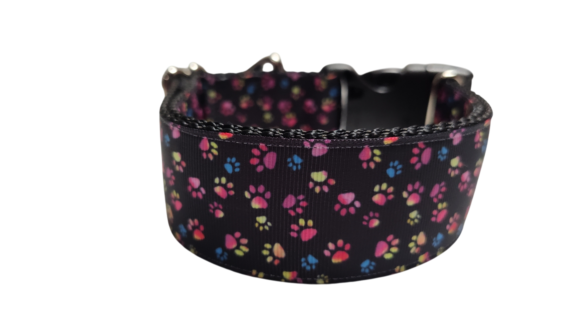 1.5" Wide Colorful Pawprints Nylon Dog Collar | Purrfect Pet Kingdom